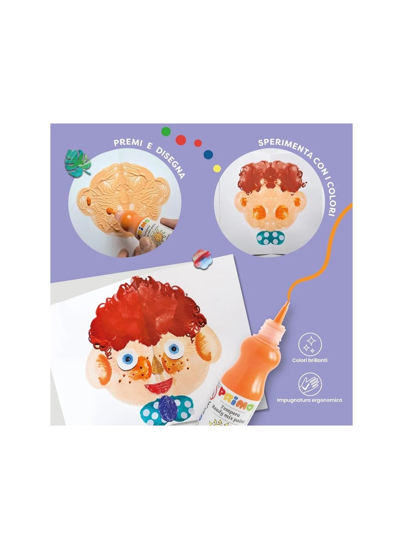 بريمو مجموعة بريمو كيدسكيت للفنون المتناظرة - مجموعة تلوين للأولاد والبنات من عمر 5 سنوات فما فوق، تتضمن 4 ألوان تمبرا مريحة، وألبوم، وكتيب إبداعي. - Image 5